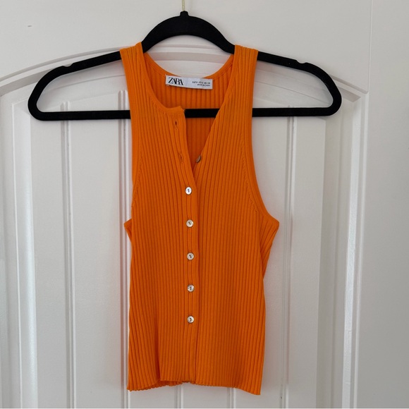 Zara Tops - ZARA Buttoned Orange Knit Top